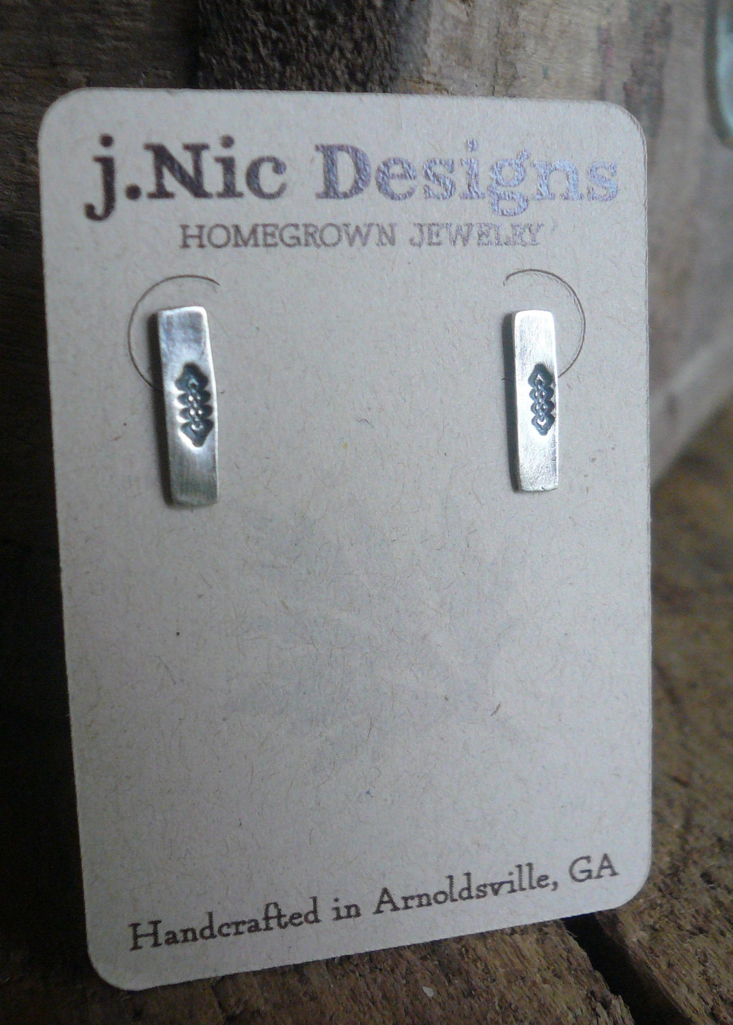 Argyle Stud Earrings- Oxidized Sterling and Fine Silver Post Earrings. Handma