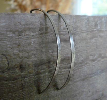 DAILY DEAL Allure Open Hoops in Silver - Size Large. Oxidized/polished finish. Handmade in Sterling Silve