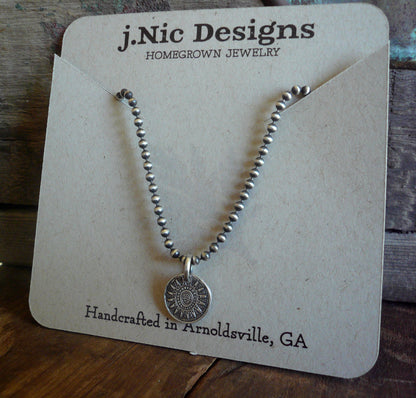Medallion Small Style I Necklace  - Oxidized fine and Sterling Silver. Handmade