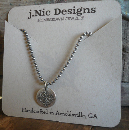 Medallion Medium Style I Necklace  - Oxidized fine and Sterling Silver. Handmade