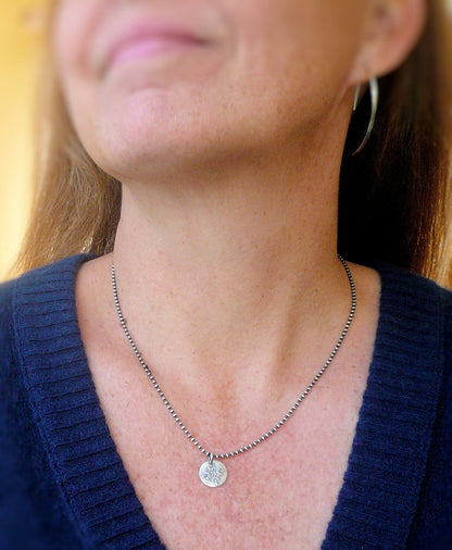Medallion Medium Style II Necklace  - Oxidized fine and Sterling Silver. Handmade
