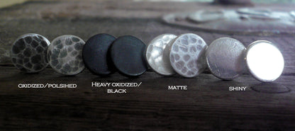 Tidepool Ripple Stud Earrings- Oxidized Sterling and Fine Silver Post Earrings. Hammered. Handmade.