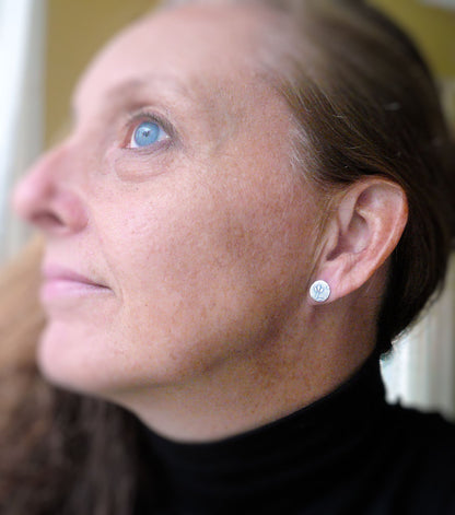 Botanical Stud Earrings- Bud - Oxidized Sterling and Fine Silver Post Earrings. Handmade.