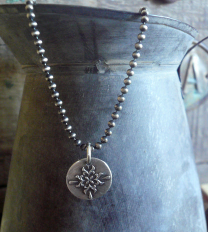 Medallion Medium Style II Necklace  - Oxidized fine and Sterling Silver. Handmade
