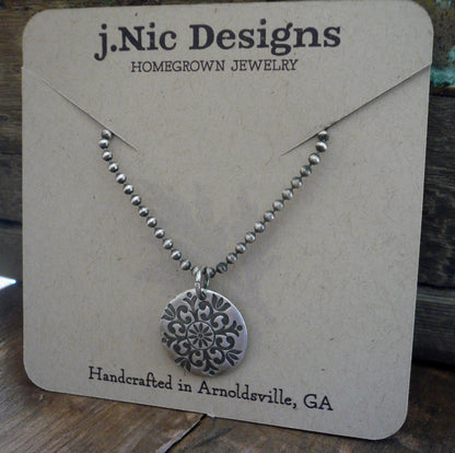 Medallion Large Style II Necklace  - Oxidized fine and Sterling Silver. Handmade