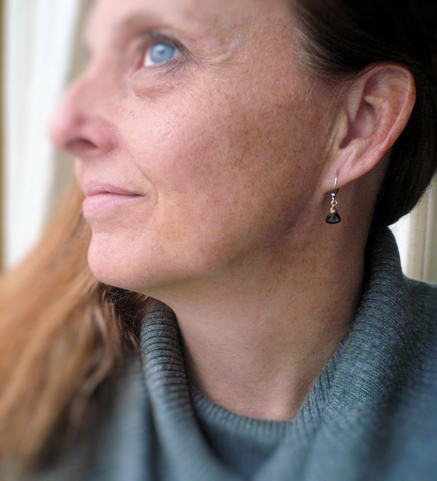 BACK IN STOCK January Earrings - Handmade. Garnet. Mixed Metals. Oxidized Fine silver & 14 kt Goldfill dangle birthstone Earrings