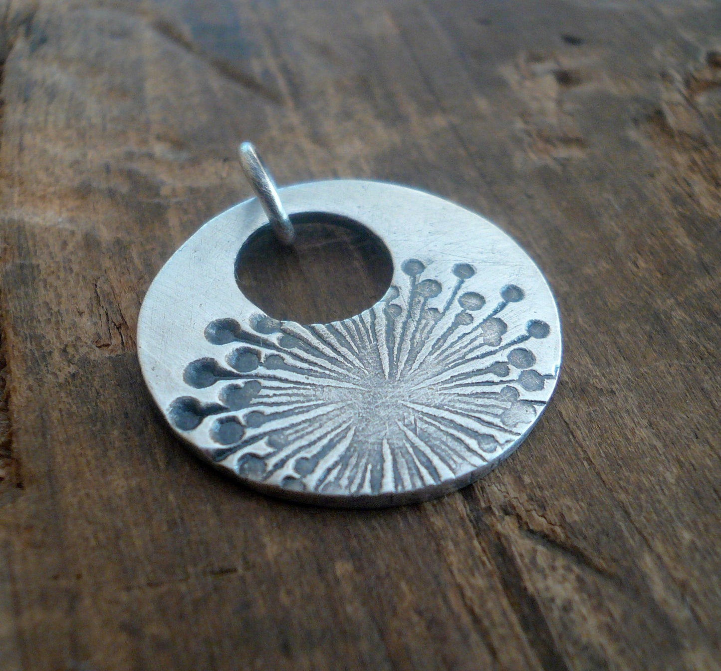 Wishful Pendant - Handmade. Oxidized Fine Silver