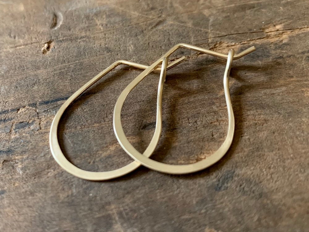 Horseshoe Hoops in Gold - Handmade. hand forged. 14kt goldfill Earrings