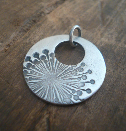 Wishful Pendant - Handmade. Oxidized Fine Silver