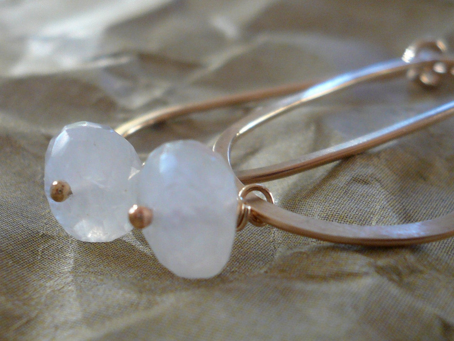 Frost Hoops Wonderland Collection - Handmade. Moonstone. 14kt Goldfill