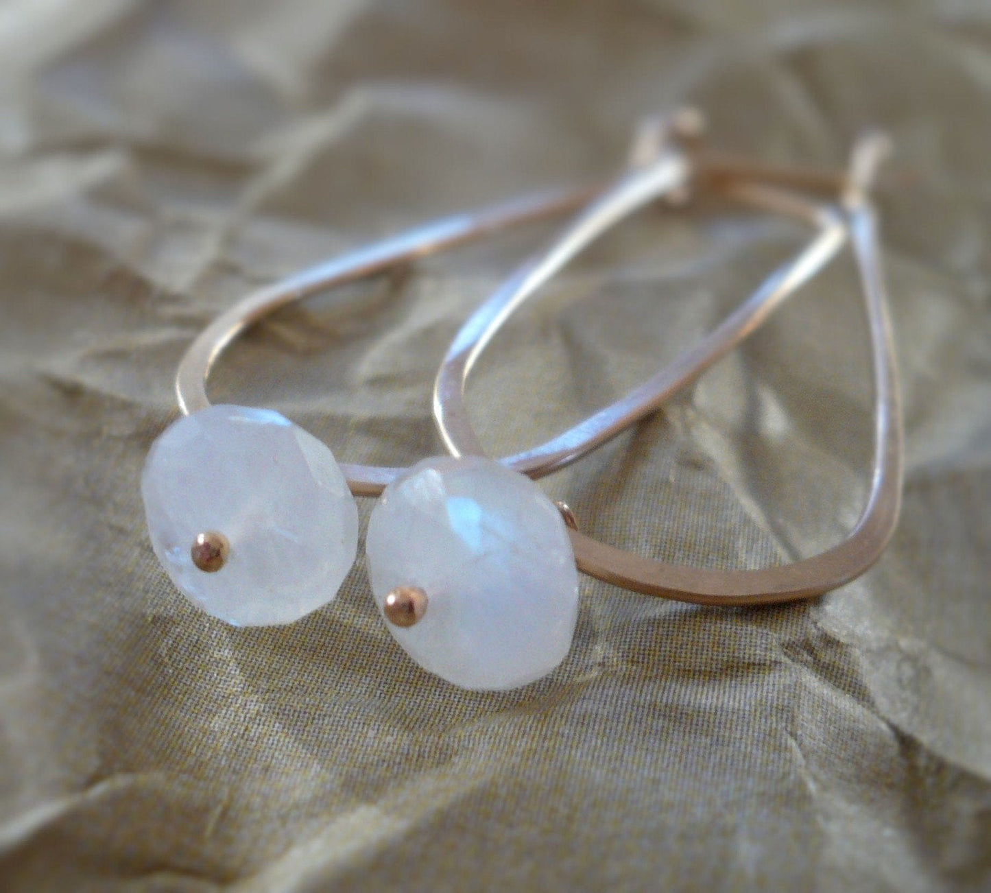 Frost Hoops Wonderland Collection - Handmade. Moonstone. 14kt Goldfill