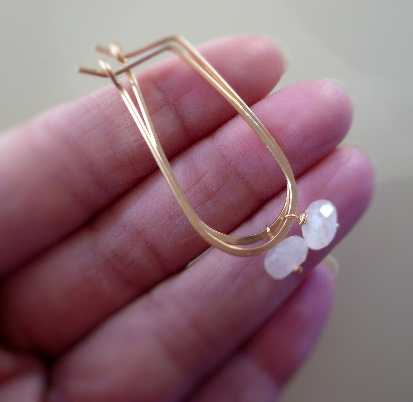 Frost Hoops Wonderland Collection - Handmade. Moonstone. 14kt Goldfill