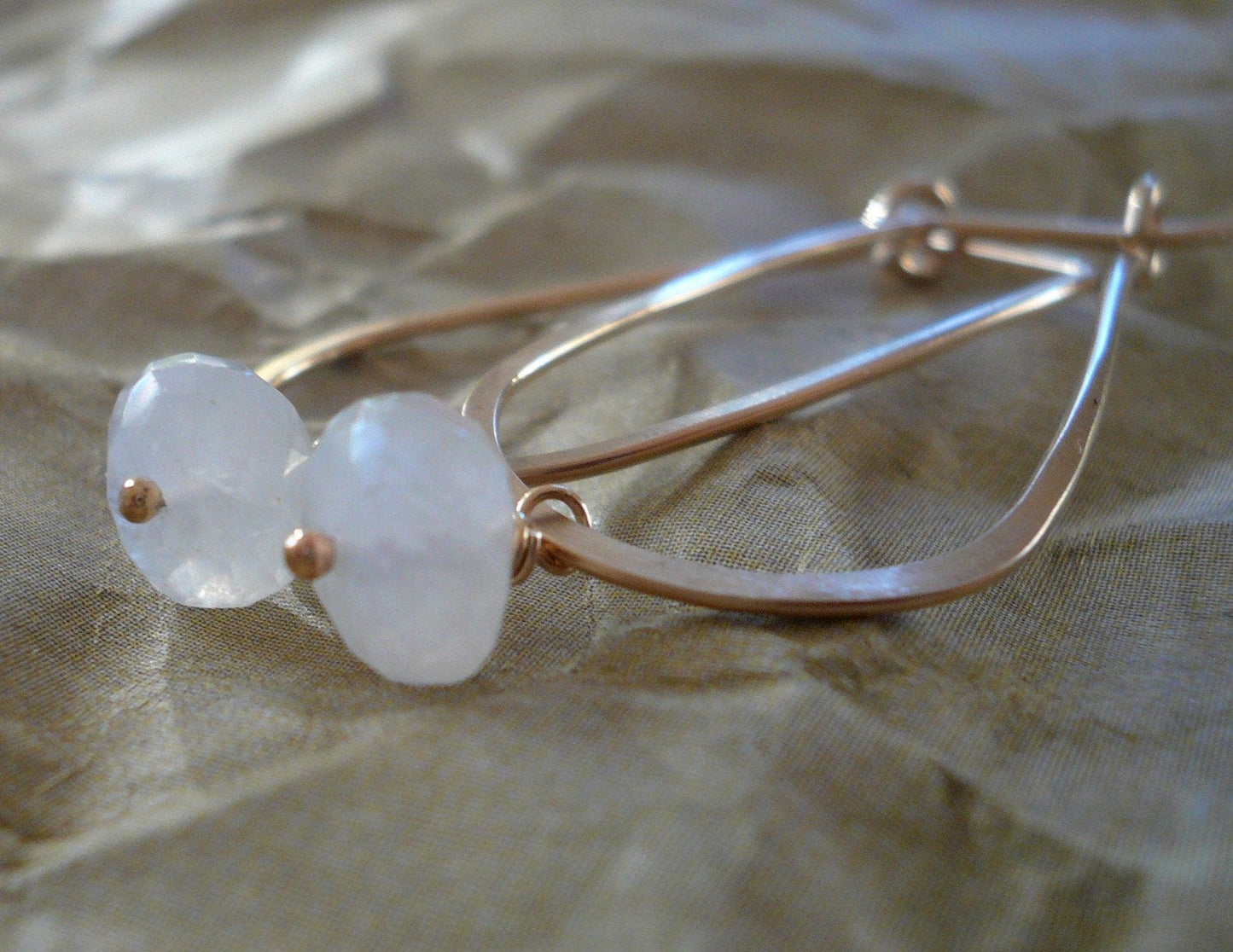 Frost Hoops Wonderland Collection - Handmade. Moonstone. 14kt Goldfill