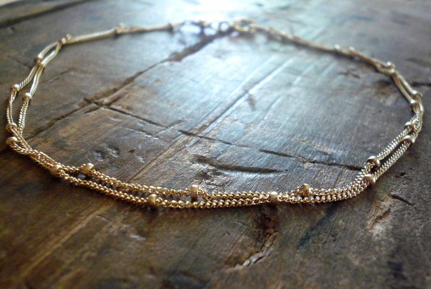 Anklet Design Your Own Series -  2 strand 14kt Goldfill or Sterling Silver Satellite Chain