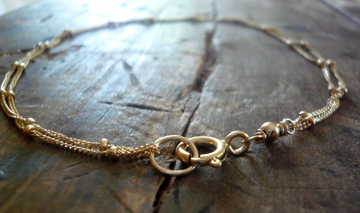 Anklet Design Your Own Series -  2 strand 14kt Goldfill or Sterling Silver Satellite Chain