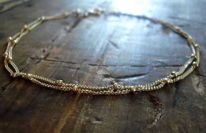 Anklet Design Your Own Series -  2 strand Sterling Silver or 14kt Goldfill Satellite Chain