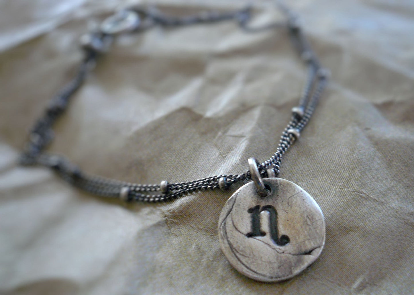 Initially Yours Bracelet - Handmade. Personalized. Oxidized Fine and Sterling Silver