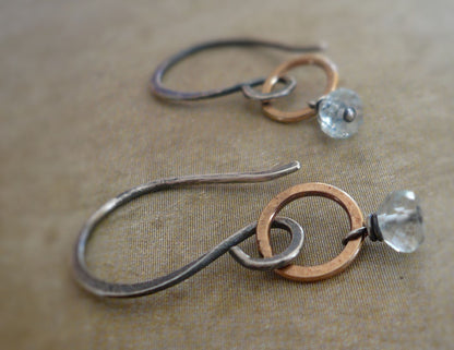 Twinkle Earrings Wonderland Collection - Aquamarine. Oxidized Sterling Silver. 14kt Goldfill dangle earrings. March Birthstone