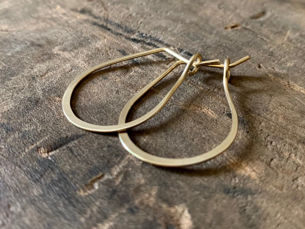 Horseshoe Hoops in Gold - Handmade. hand forged. 14kt goldfill Earrings