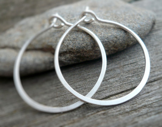Every Day Hoops - Handmade in Brushed Sterling Silver