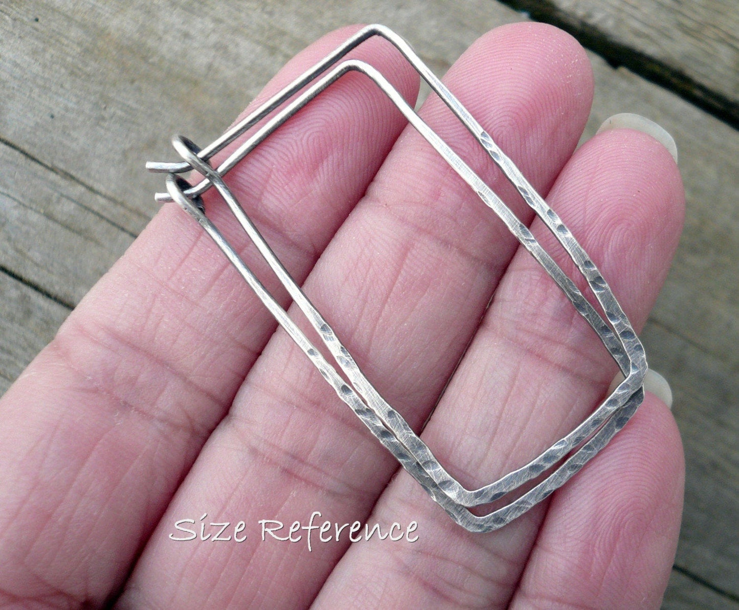 Mangly Rectangles - Textured. Hammered. Oxidized Sterling Silver Hoops