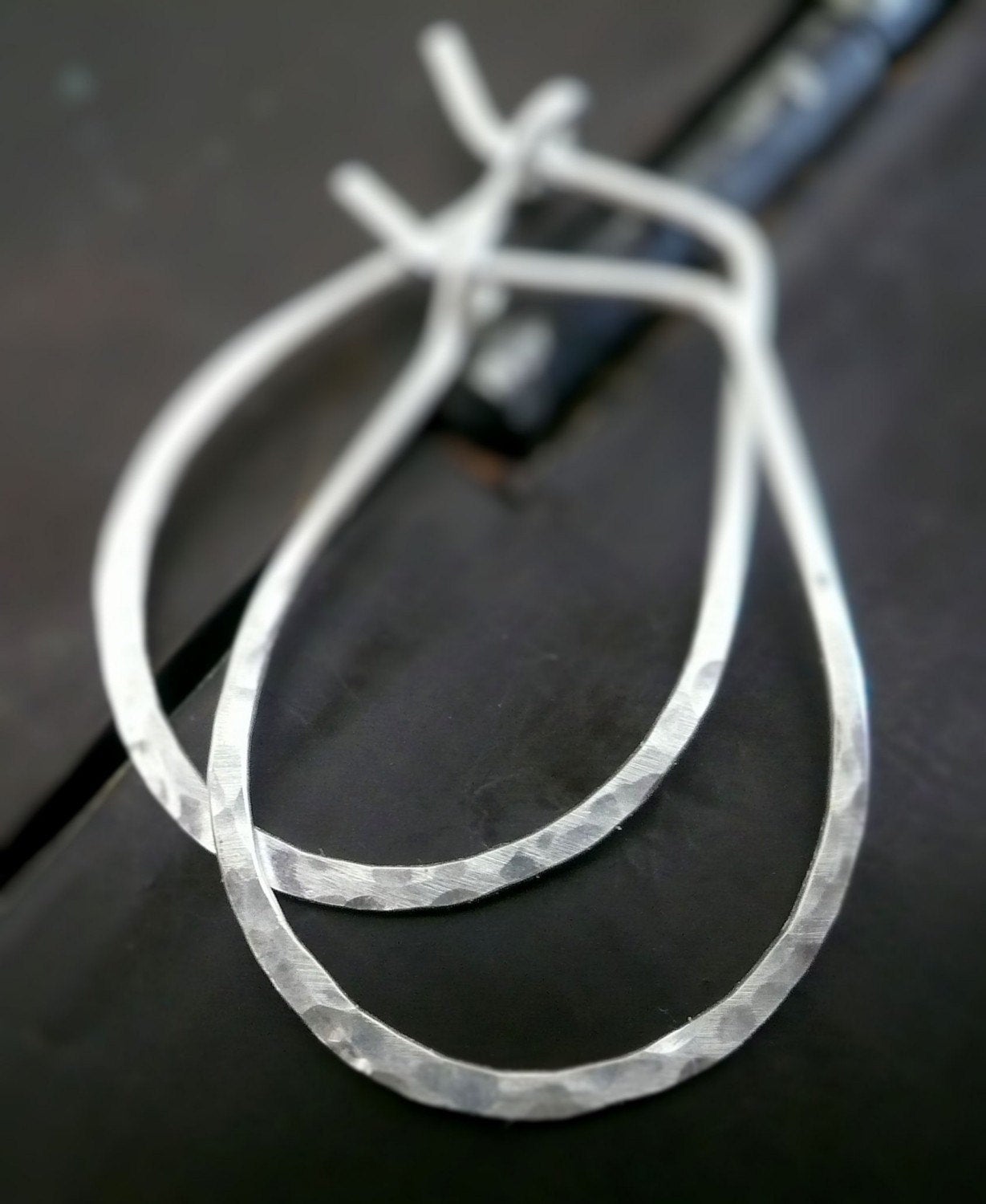 Hammered Horseshoe Hoops. Handmade. Sterling Silver