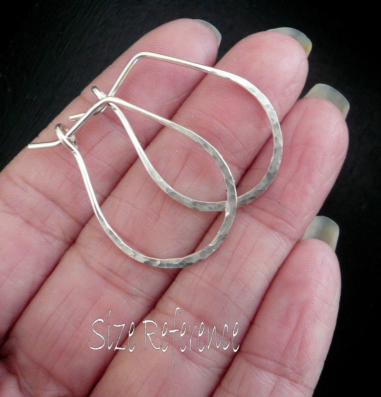 Hammered Horseshoe Hoops. Handmade. Sterling Silver