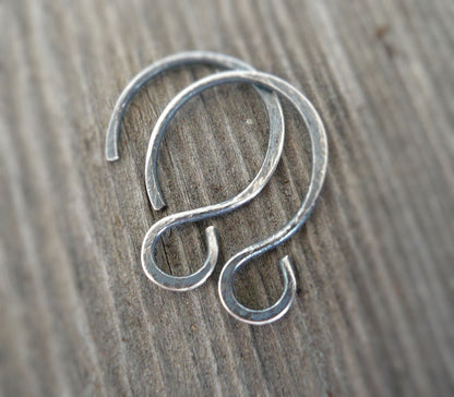 Solitude Sterling Silver Earwires - Handmade. Oxidized and Polished