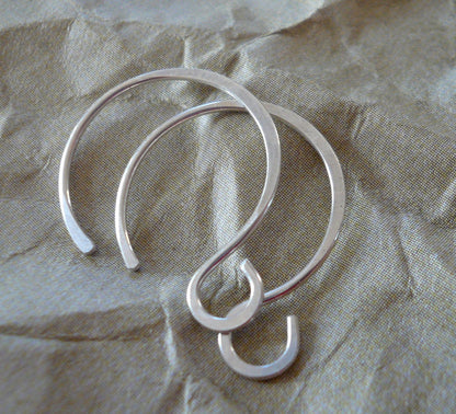 Large Solitude Sterling Silver Earwires - Handmade. Handforged