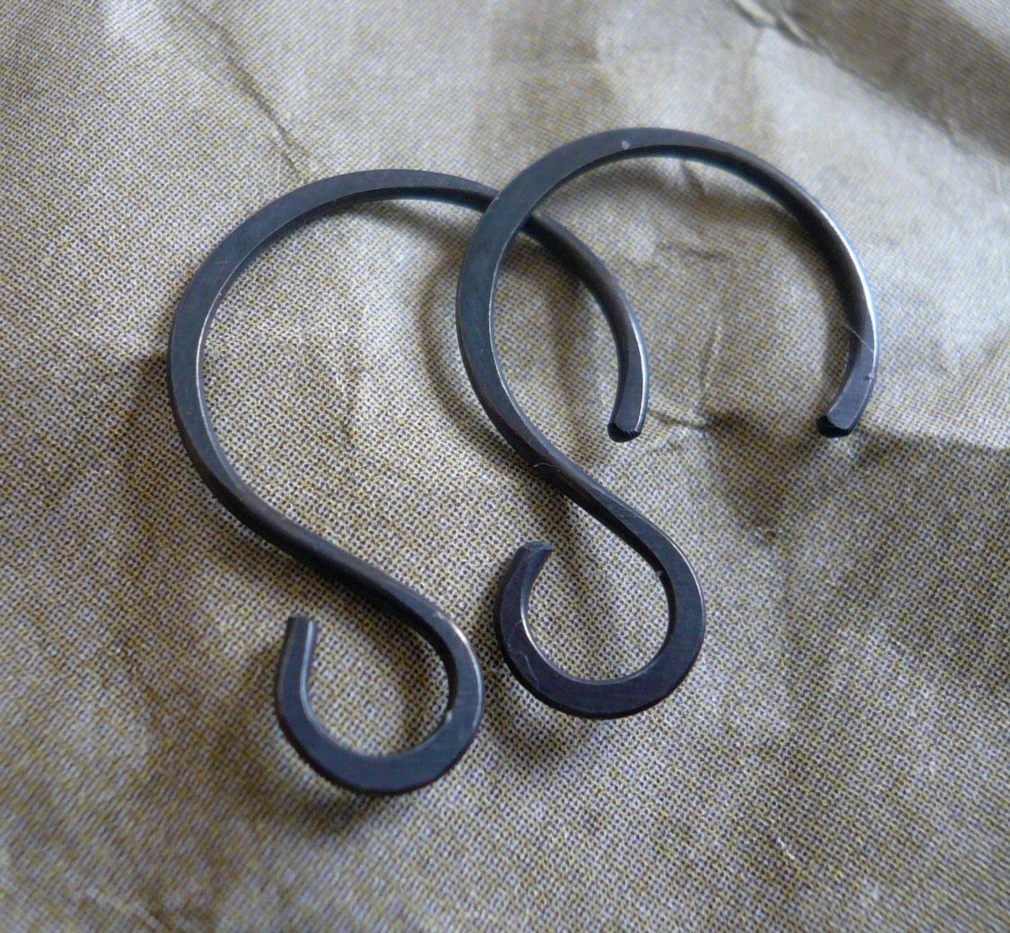 Solitude Sterling Silver Earwires - Handmade. Heavily Oxidized