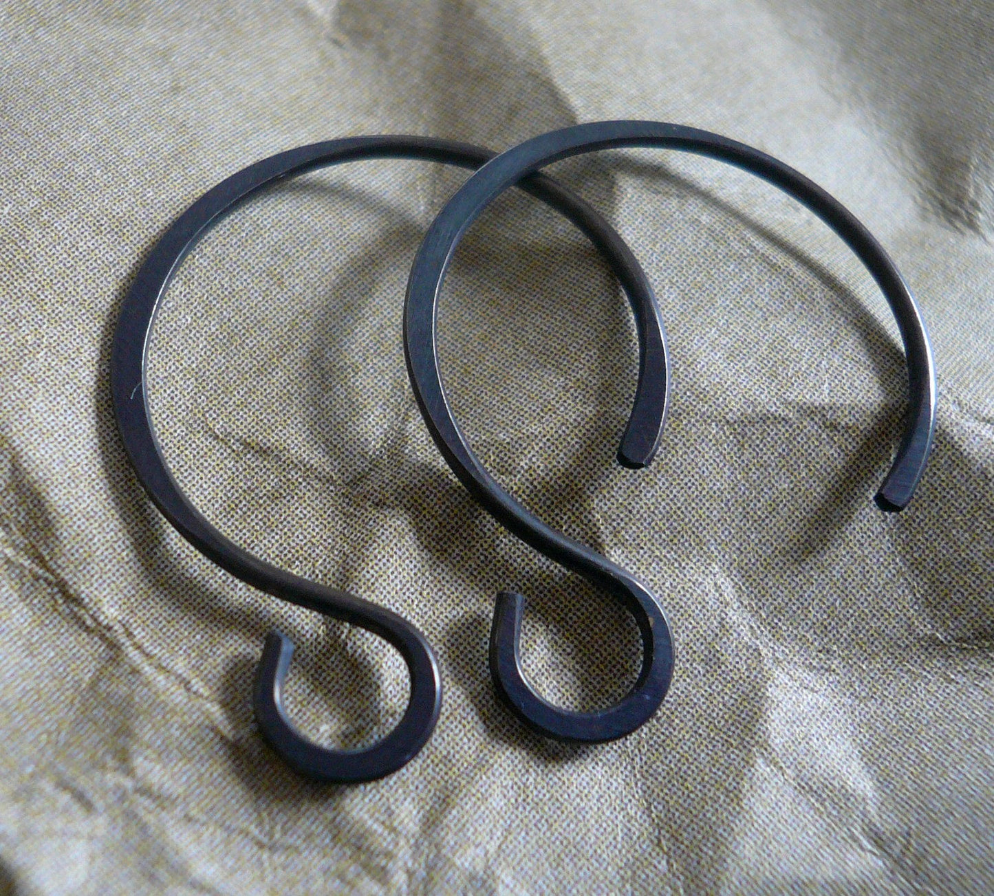 Large Solitude Sterling Silver Earwires - Handmade. Handforged. Heavily Oxidized