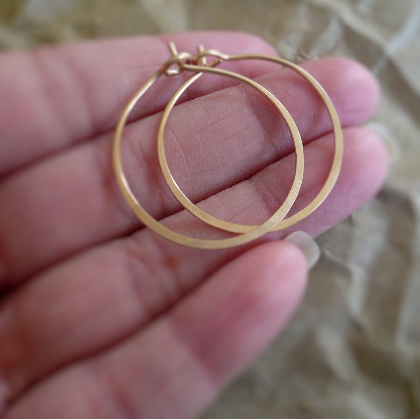 Satin Hoops - Handmade. Handforged. Matte 14k goldfill hoops. Choice of 6 sizes