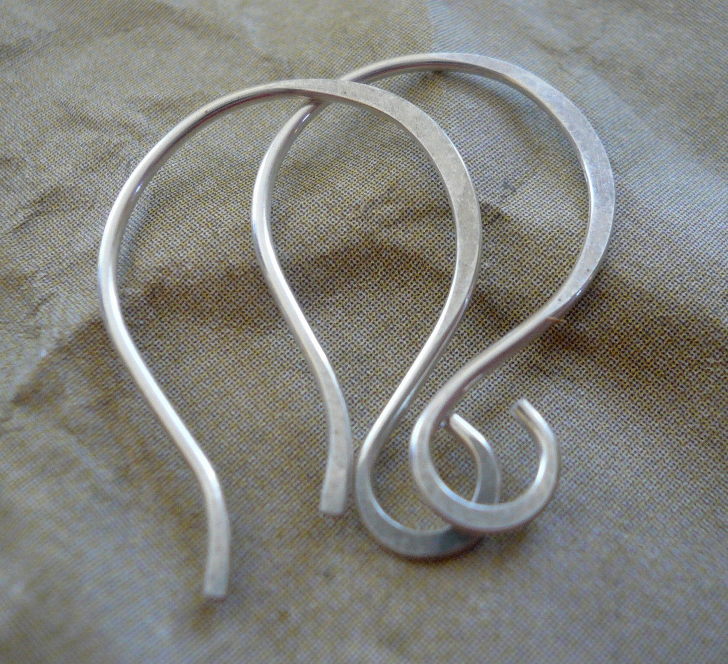 Large Twinkle Sterling Silver Earwires - Handmade. Handforged