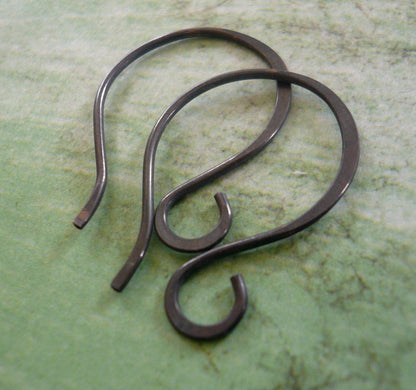 Large Twinkle Sterling Silver Earwires - Handmade. Handforged. Heavily Oxidized