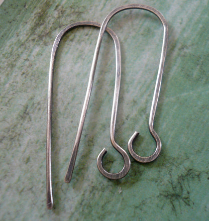 Minimalist Sterling Silver Earwires - Handmade. Handforged. Oxidized and Polished Finish