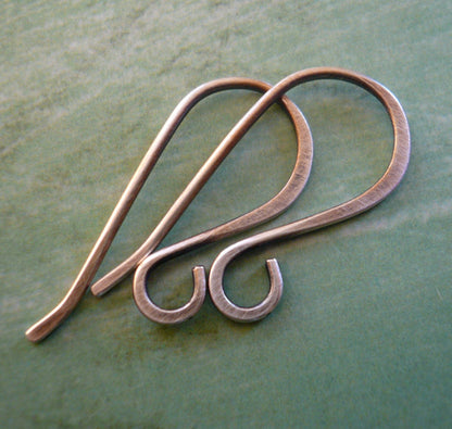 Heavy 18 Gauge Solitaire Sterling Silver Earwires - Oxidized and polished. Handmade. Hand forged