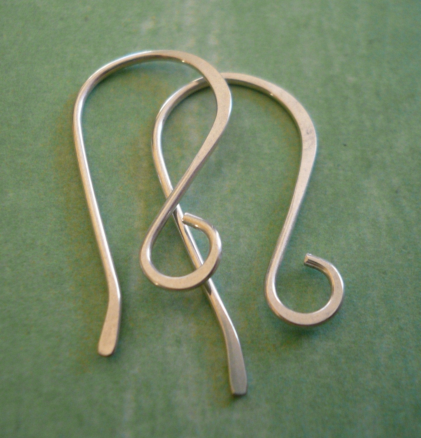 Solitaire Sterling Silver Earwires - Handmade. Handforged