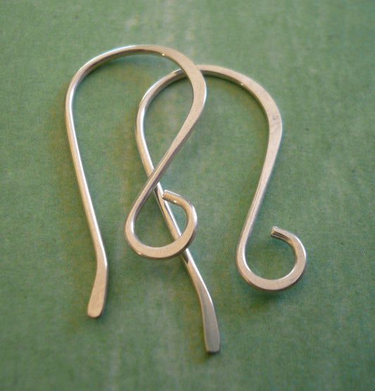 Solitaire Sterling Silver Earwires - Handmade. Handforged