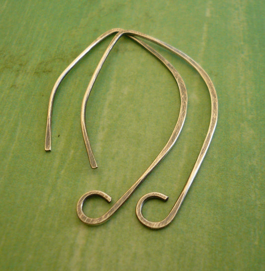 Hint Sterling Silver Earwires - Handmade. Handforged. Oxidized and polished finish.
