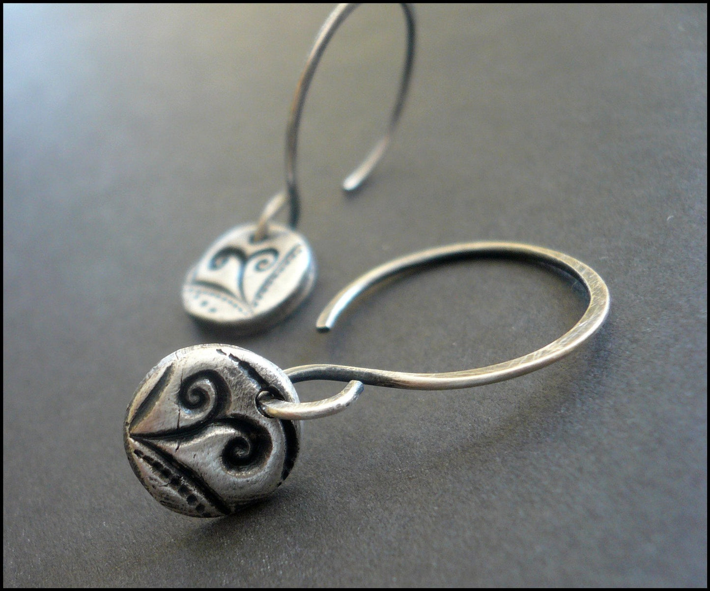 Petite Frond Earrings Flourish Collection. Handmade. Oxidized fine and sterling silver