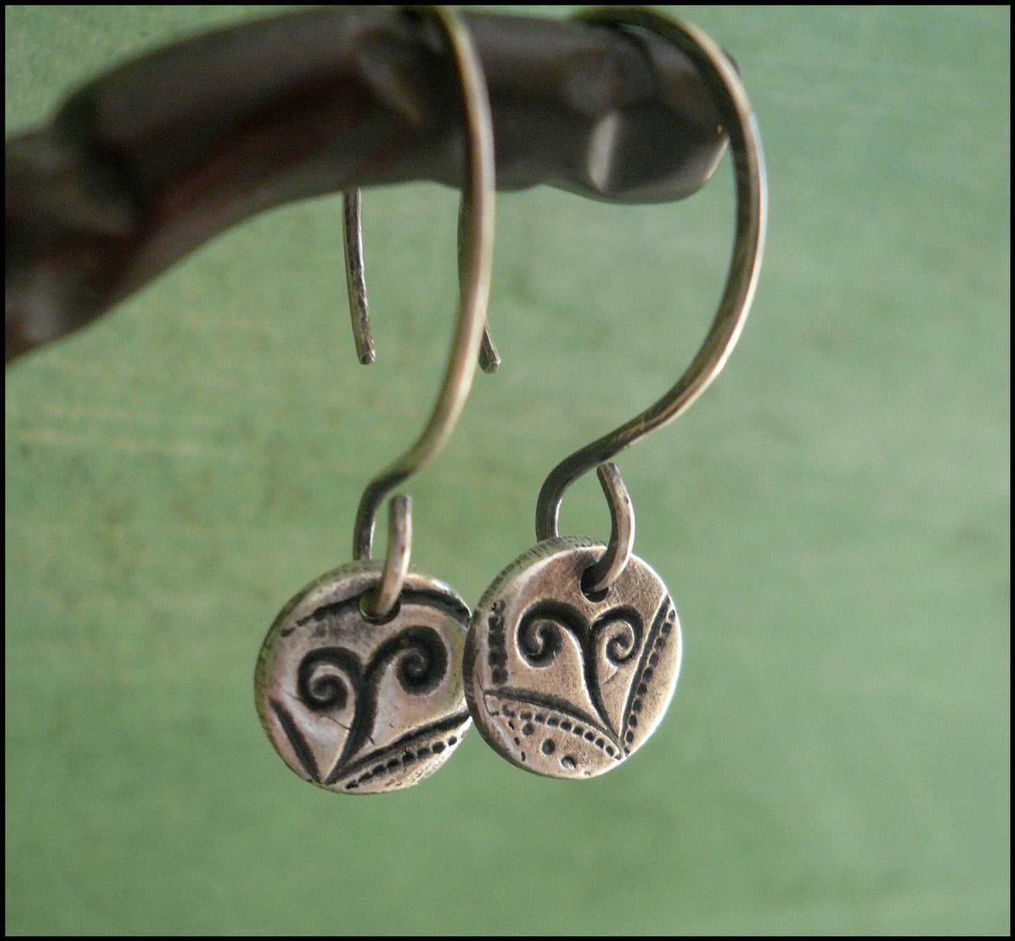 Petite Frond Earrings Flourish Collection. Handmade. Oxidized fine and sterling silver