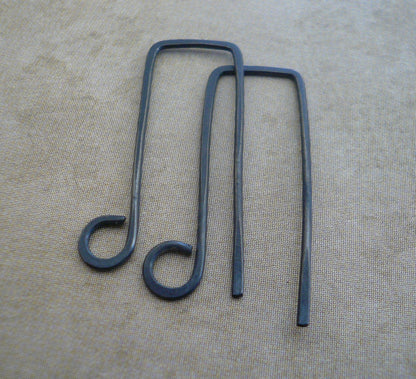Millstone Sterling Silver Earwires - Handmade. Handforged. Heavily Oxidized Black Finish