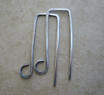 Millstone Sterling Silver Earwires - Handmade. Handforged. Oxidized and polished Finish