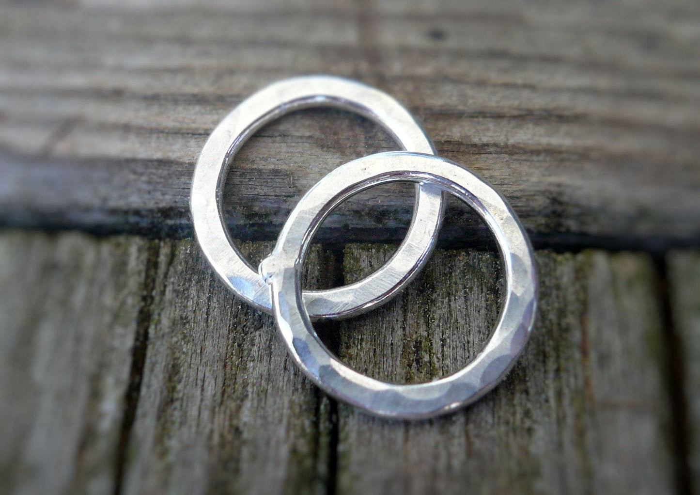 Pair of my Handforged, hammered Sterling Silver Loops - Handmade. Hand forged. 10mm.