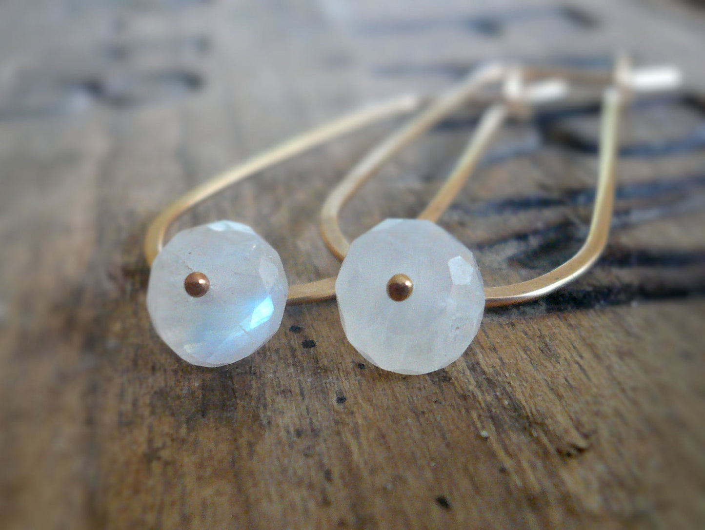 Frost Hoops Wonderland Collection - Handmade. Moonstone. 14kt Goldfill