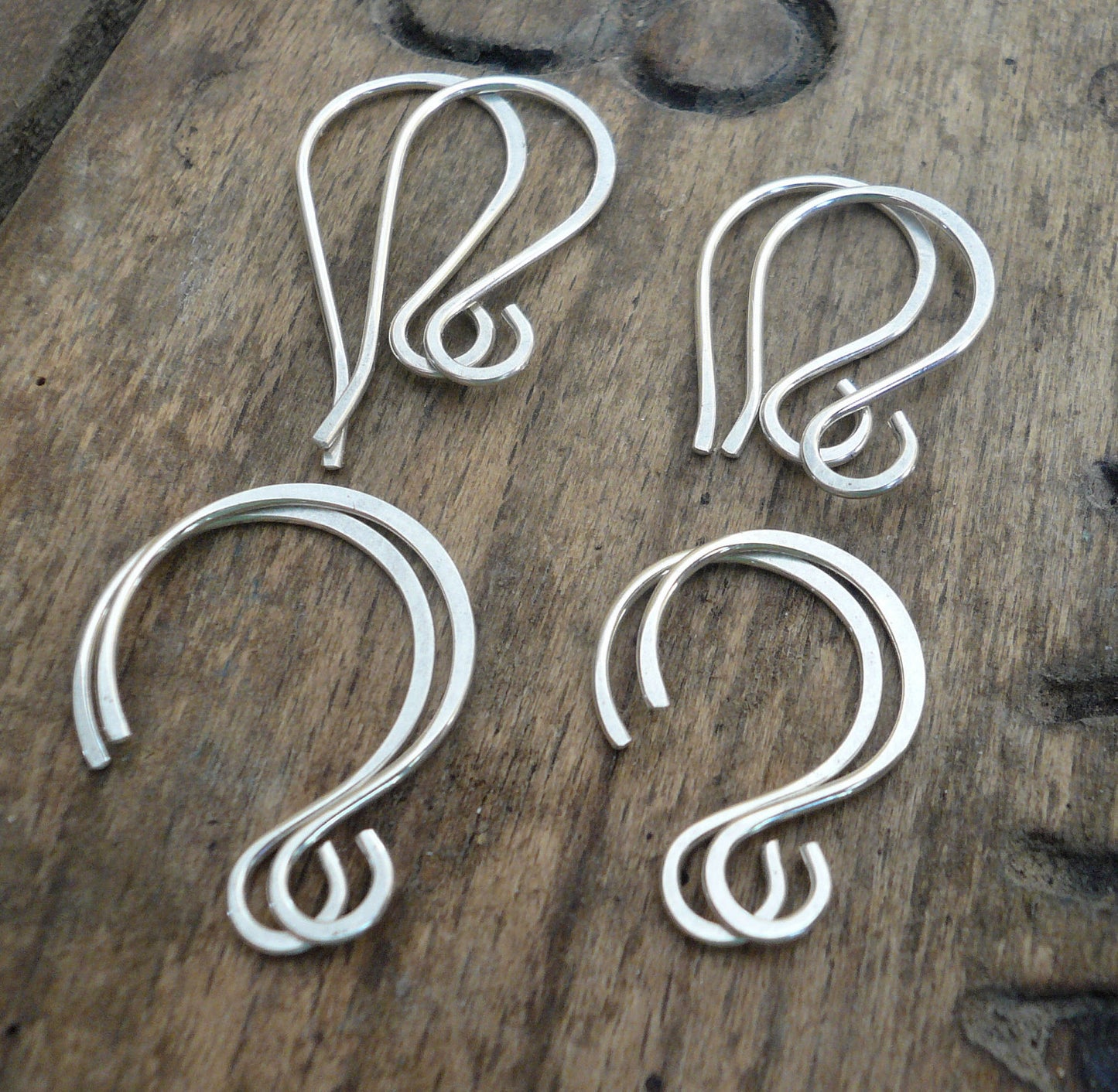 Sample Pack 4 pairs of my Sterling Silver Earwires - Handmade. Handforged. Shiny Finish. Made to Order