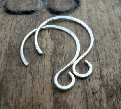 Large Solitude Sterling Silver Earwires - Handmade. Handforged