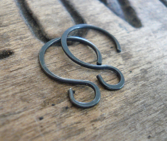 Solitude Sterling Silver Earwires - Handmade. Heavily Oxidized