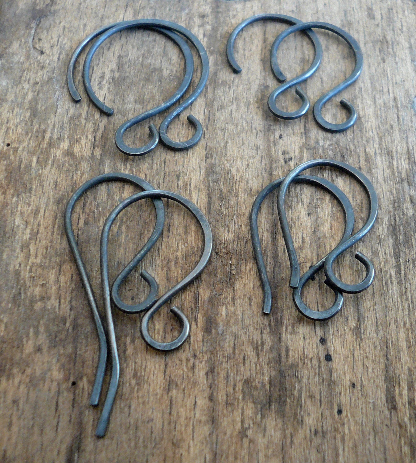 Sample Pack 4 pairs of my Sterling Silver Earwires - Handmade. Handforged. Heavily Oxidized
