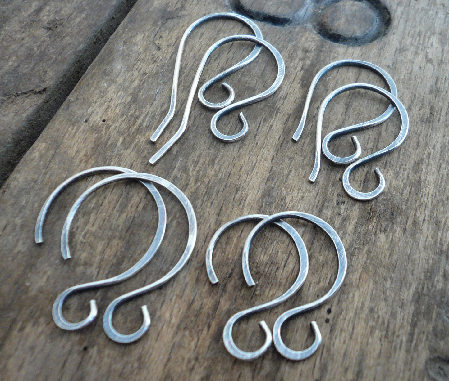 Sample Pack 4 pairs of my Sterling Silver Earwires - Handmade. Handforged. Oxidized and polished